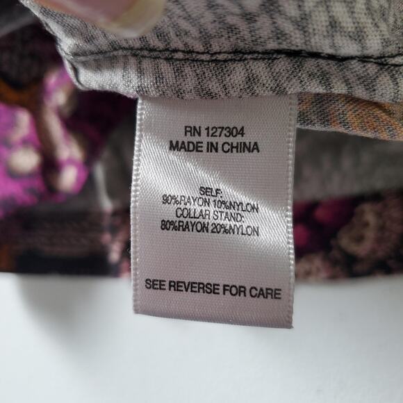 John Mark Shirt Womens Medium Purple Brown Button Front Boho Pattern - Picture 7 of 8